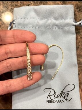 Rivka Friedman 18K Yellow Gold Plated and Cubic Zirconia Threader Earrings